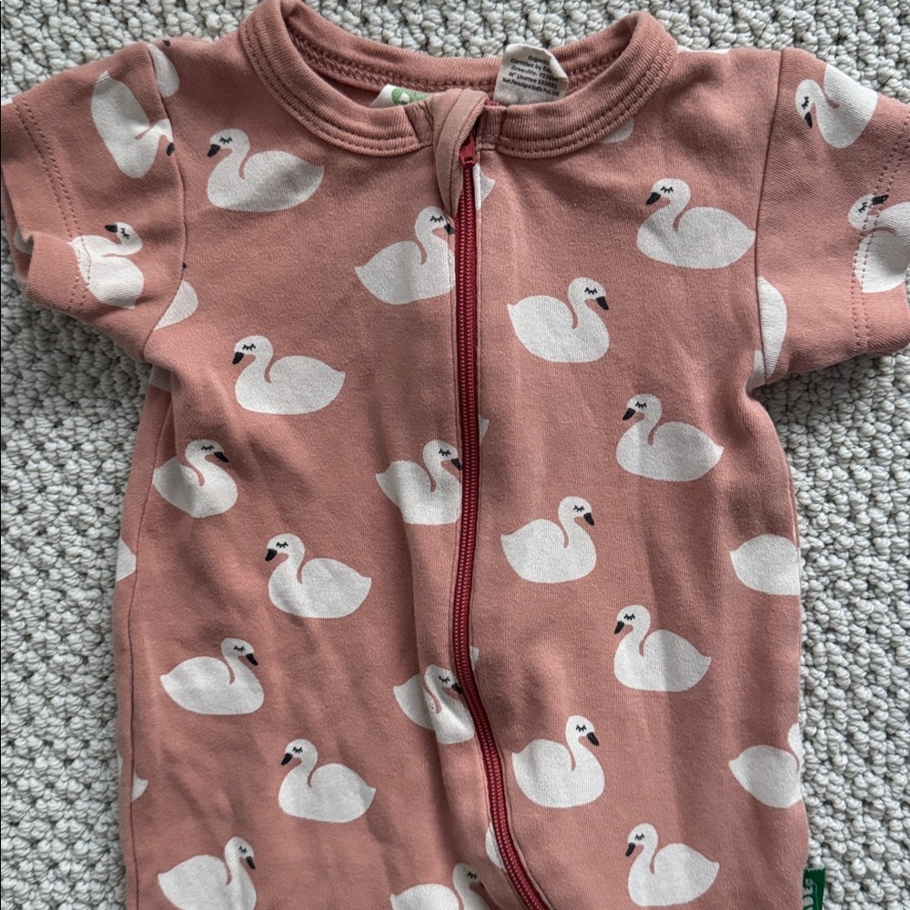 PARADE organic Swan Print Kids (Short sleeved) Pajamas - 0-3 months - Picture 3 of 4